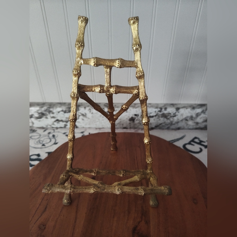 Vintage Gold Metal Palm Beach Each Style Art Deco Plate Book Rack